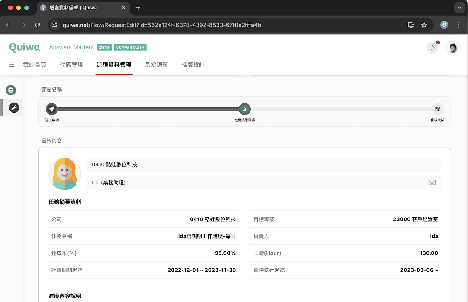 Task Control
Workflow任務追蹤流程
